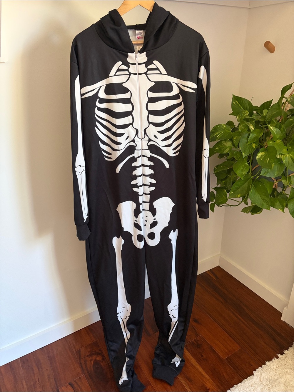 Men’s Skeleton Costume | Double-sided Hooded Zip-up Jumpsuit | M